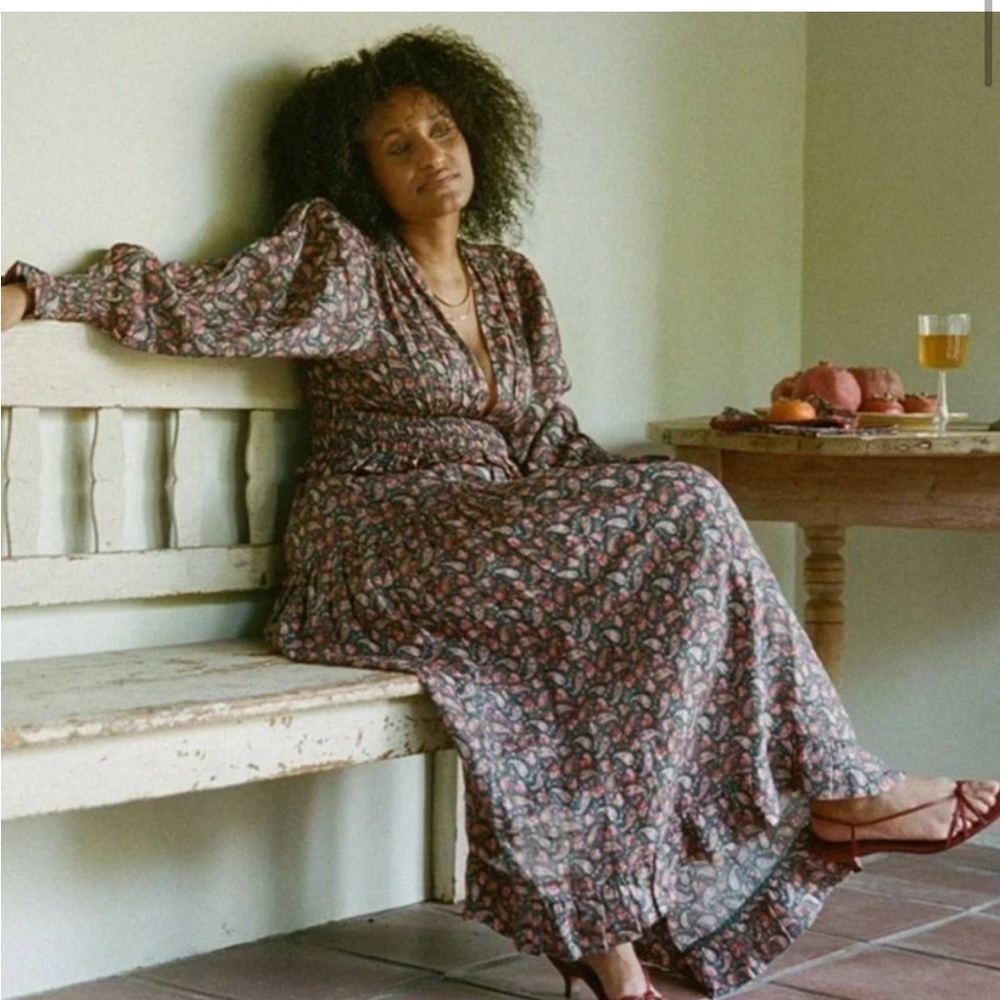 Doen CECILY DRESS -- TEAL CANTERBURY PAISLEY- small